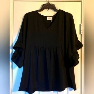 🖤Andrew by Unit Ruffle Sleeve Peplum Top